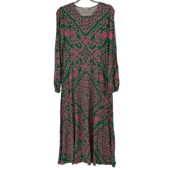 BODEN Women's Placement Print Jersey Dress Green Mosaic Terrace Size 10 - Picture 2 of 7